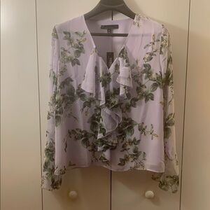 White House Black Market Ruffled Lavender Ruffled Blouse